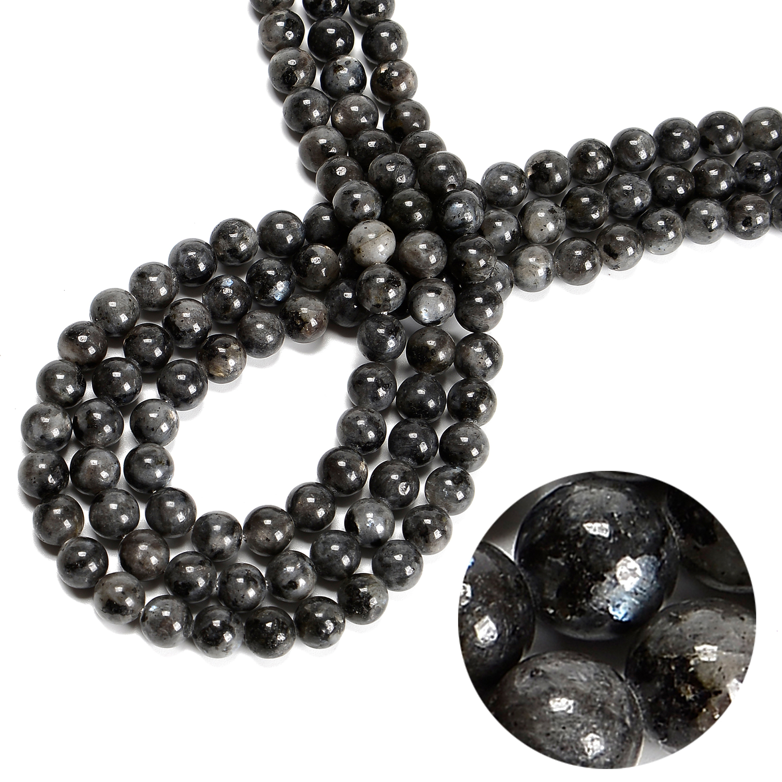 Larvikite Labradorite Smooth Round Beads 6mm 8mm 10mm 15.5″ Strand