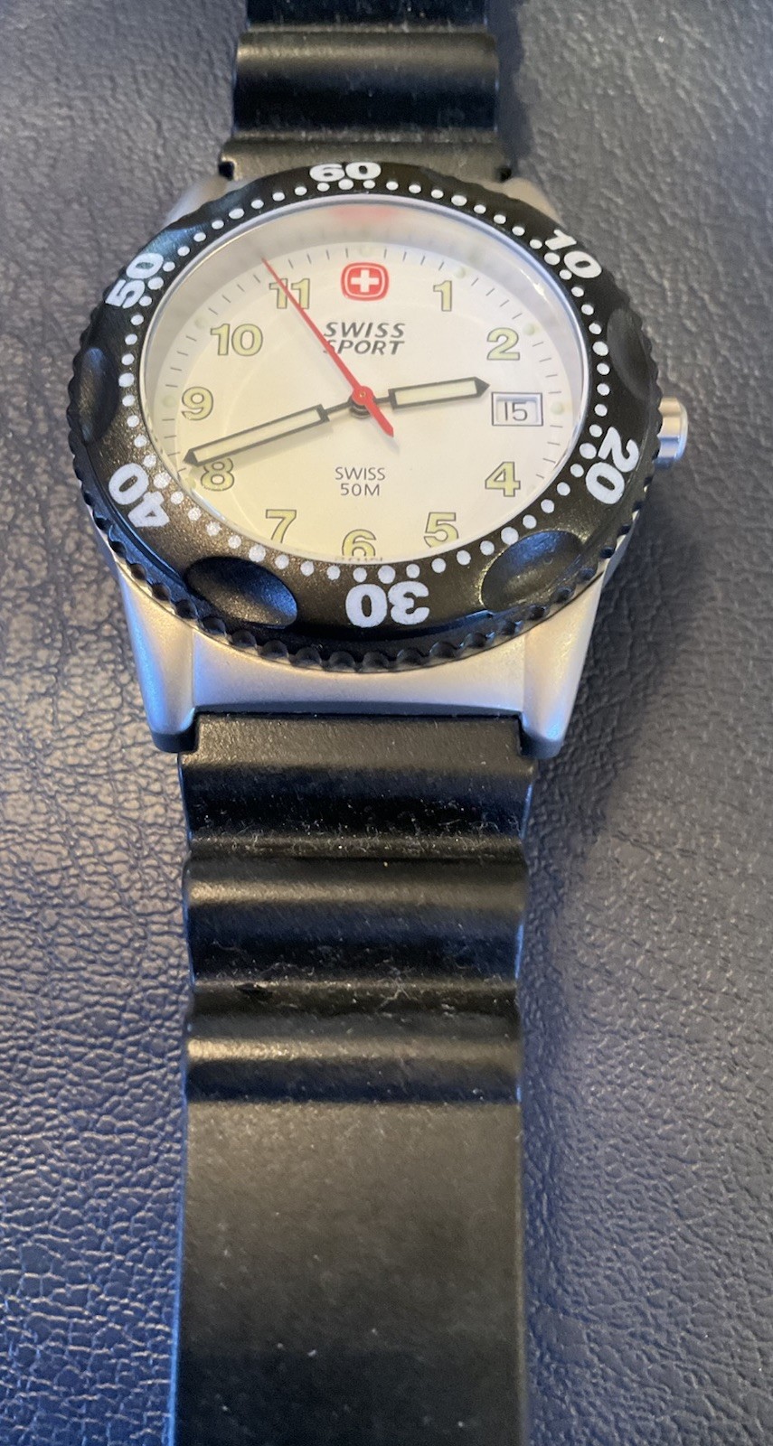 Vintage Swiss Sports Military Field Watch 095.0430 Luminous Dial, Diver Bezel