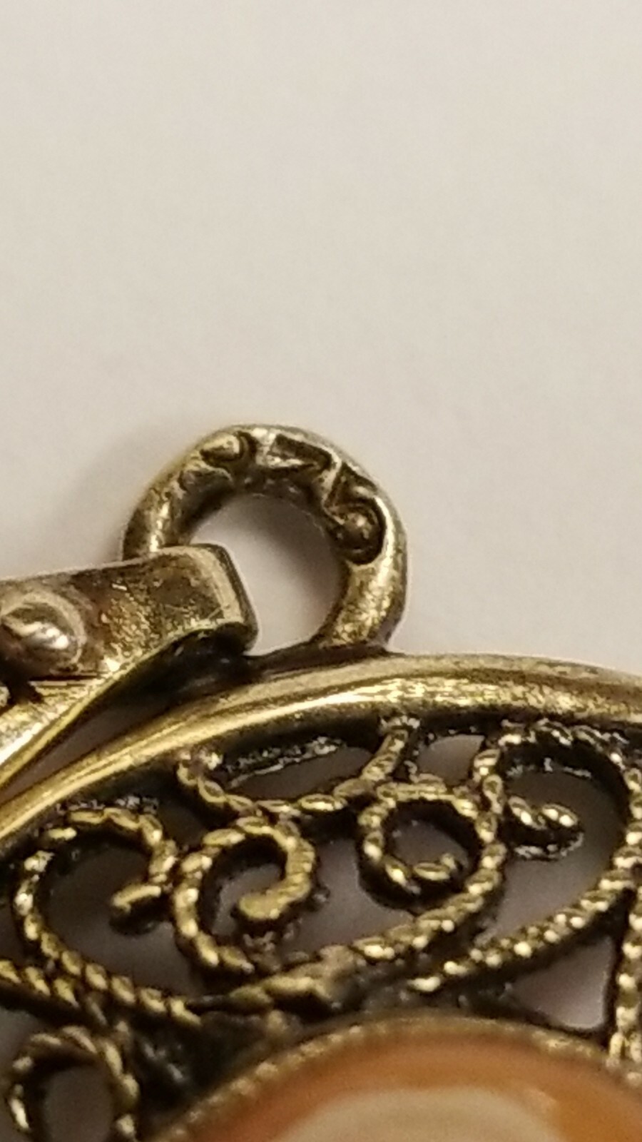 VINTAGE 835 SILVER sardonyx SHELL CAMEO filigree PENDANT setting