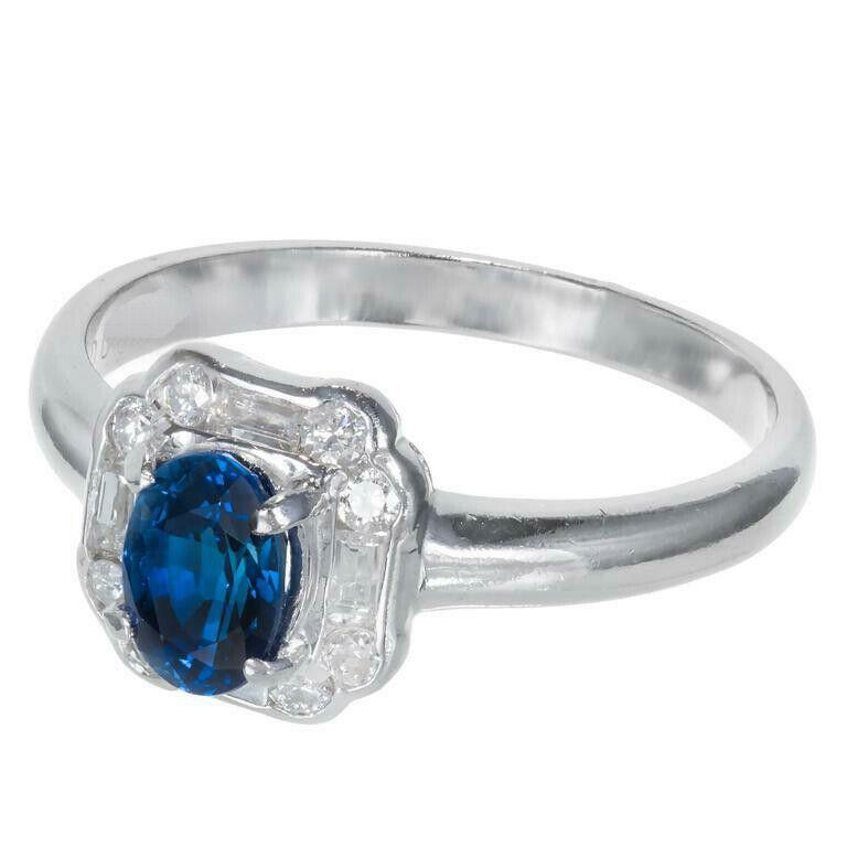 4ct Lab-Created Sapphire Engagement Ring Art Deco Design 9k White Gold Plated