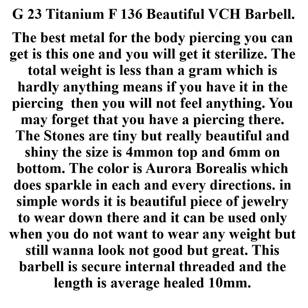 Only 1 Gram IMPLANT GRADE Titanium Most Beautiful Bezel AB Swarovski VCH Barbell