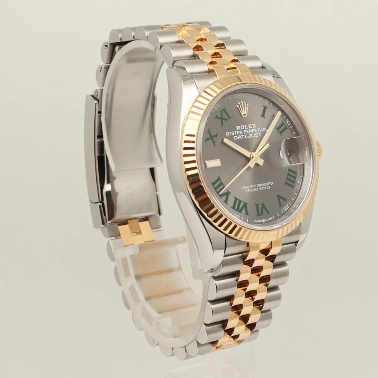Rolex Datejust 36mm Steel 18k Yellow Gold Steel Wimbledon Dial Watch 126233