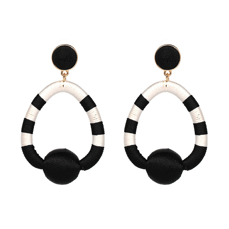 Kv8zt Women’s Big Style Polyester Thread Handcrafted MARIELA HOOP Drop EARRINGS