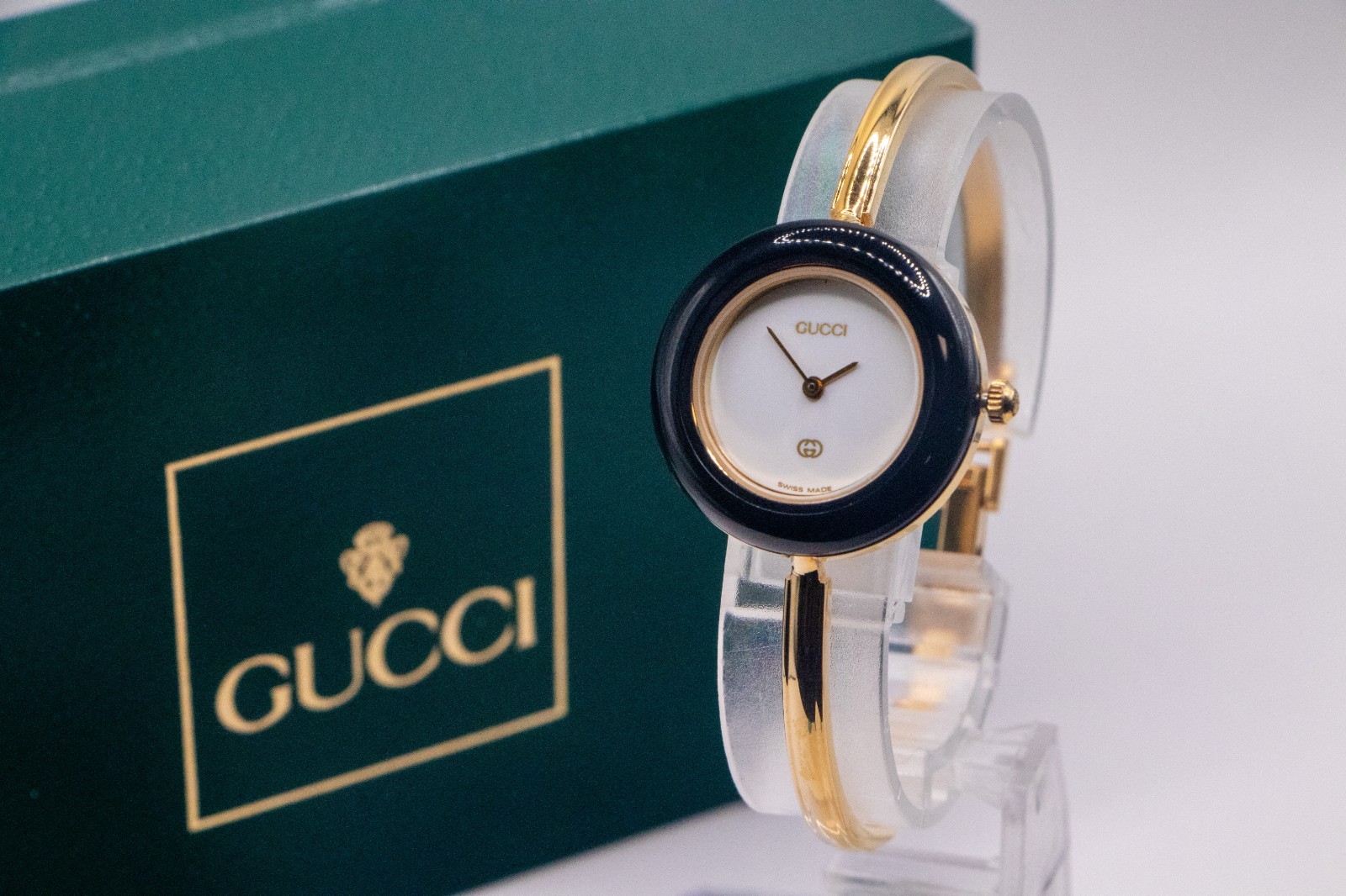 [TOP MINT]GUCCI Change Bezel 11/12.2 1100L Gold Vintage Quartz with Box ＆ Paper