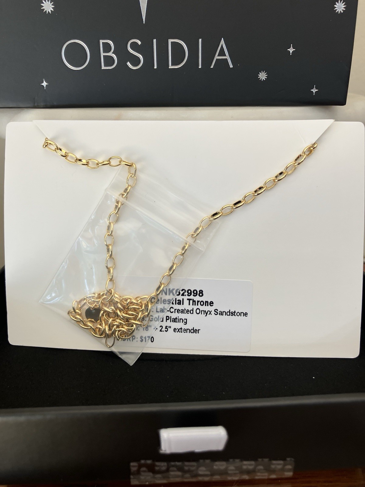 Bomb Party Obsidia “Celestial Throne” Necklace Onyx Sandstone On Gold NK62998