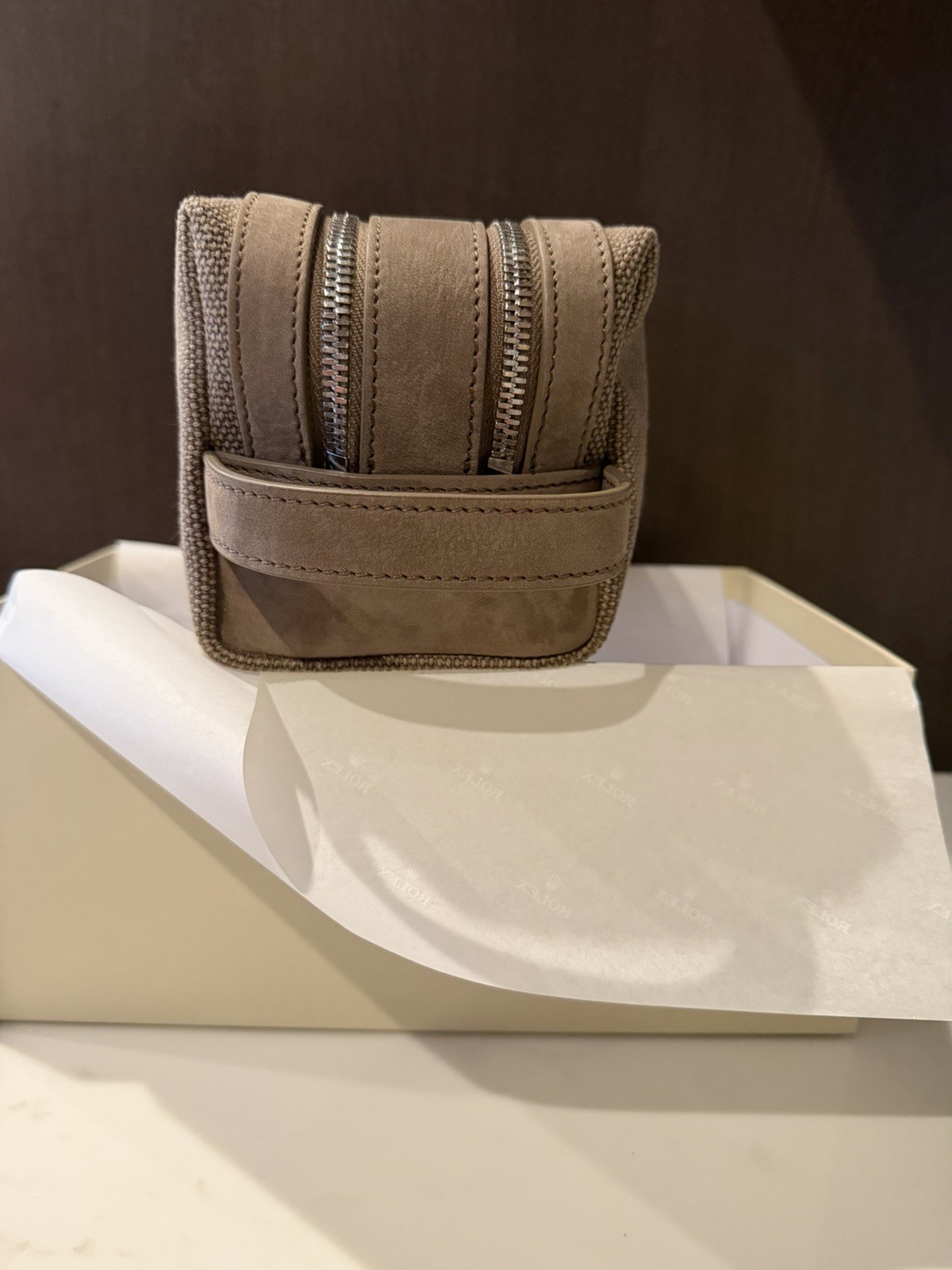 Rolex VIP- Brand New Brown/Tan Toiletries Bag, Highly Desired
