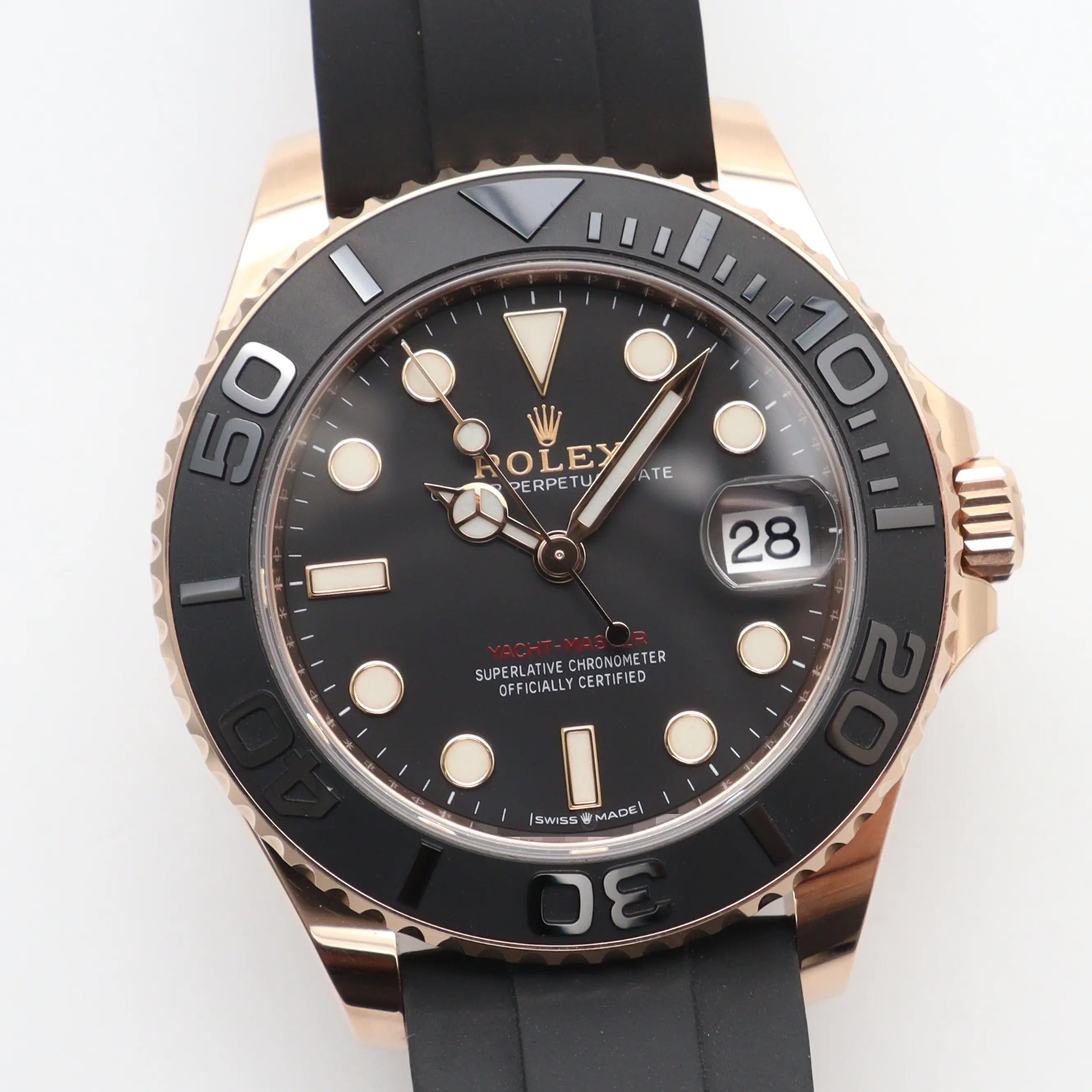 New 2023 Rolex Yacht Master 268655 37mm 18K Rose Gold Oysterflex Midsize Watch