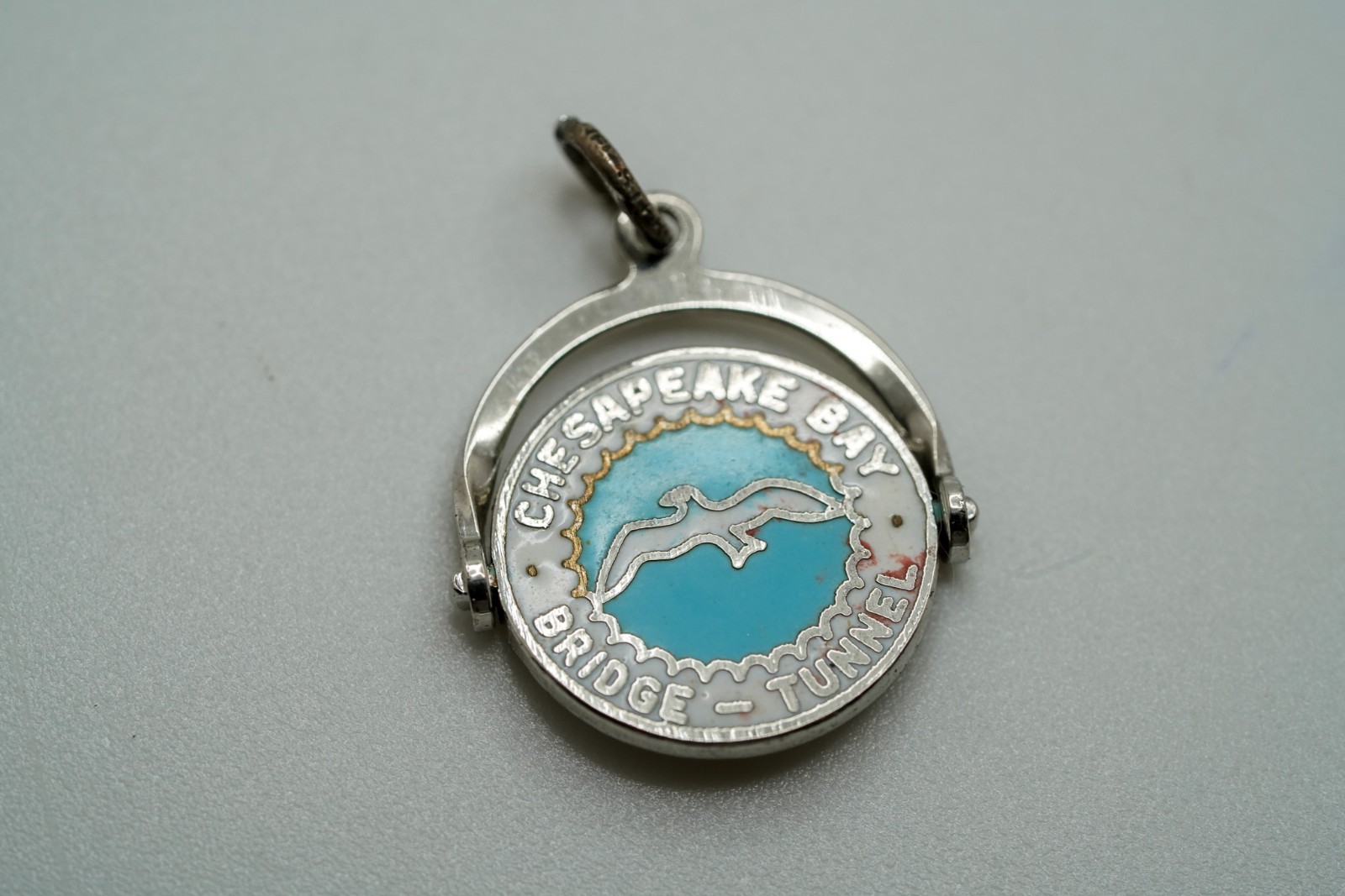 Vintage Sterling Silver Chesapeake Bay Bridge Tunnel Charm 1.8cm JB51