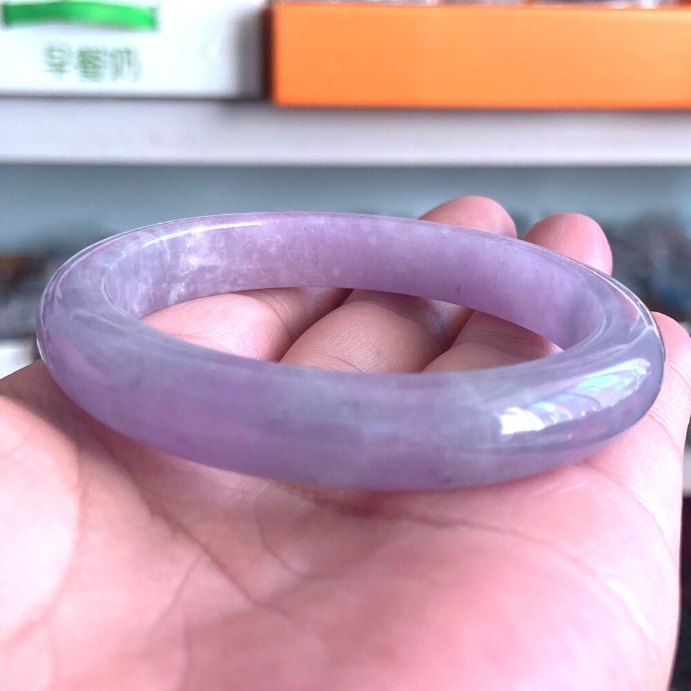 Certified Grade A Lavender 57-58mm Natural Burma Jade jadeite Bangle Bracelet