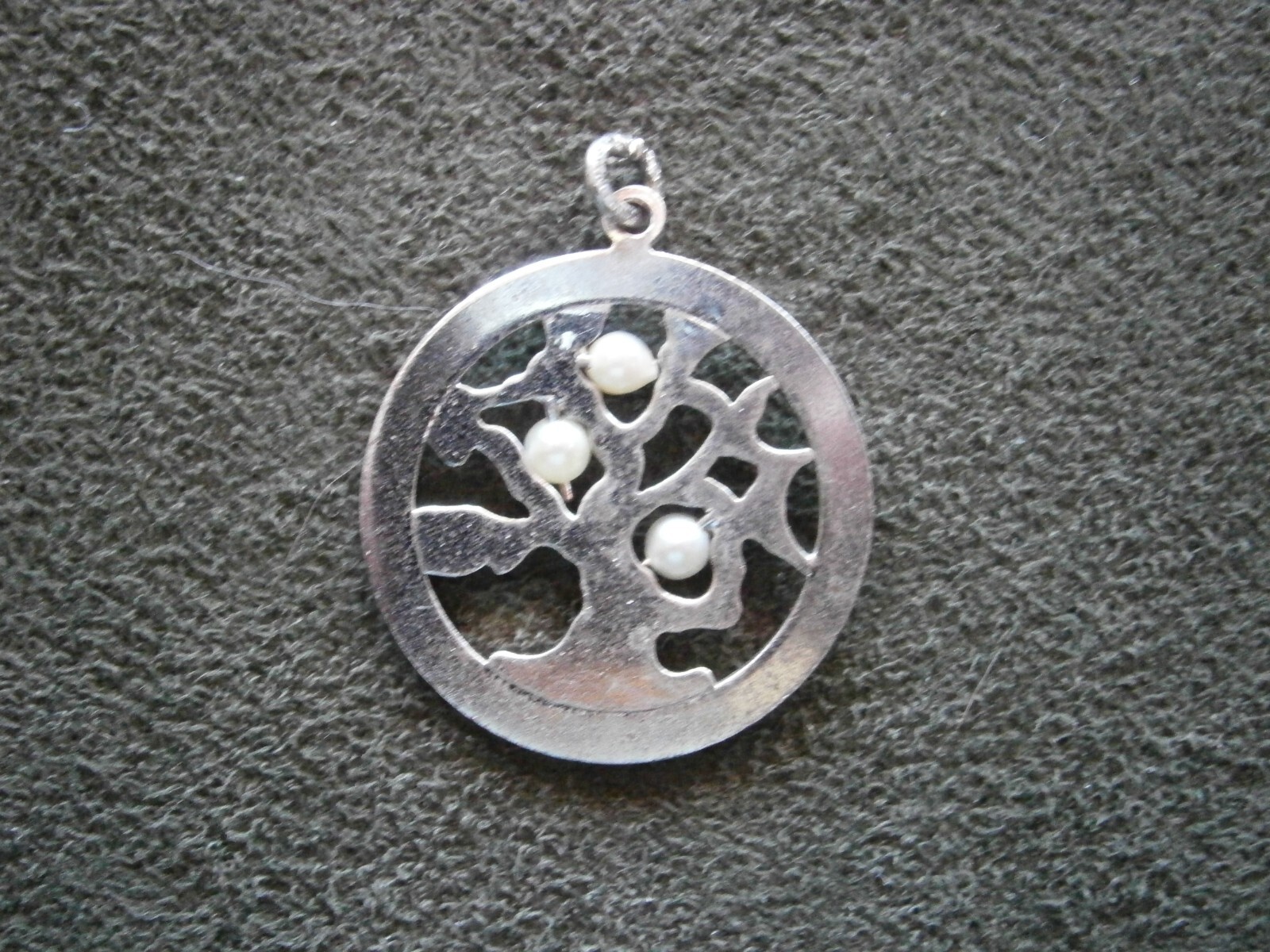 Tree of Life Genuine Pearls Vintage Openwork Sterling Silver Charm Pendant 3.0g