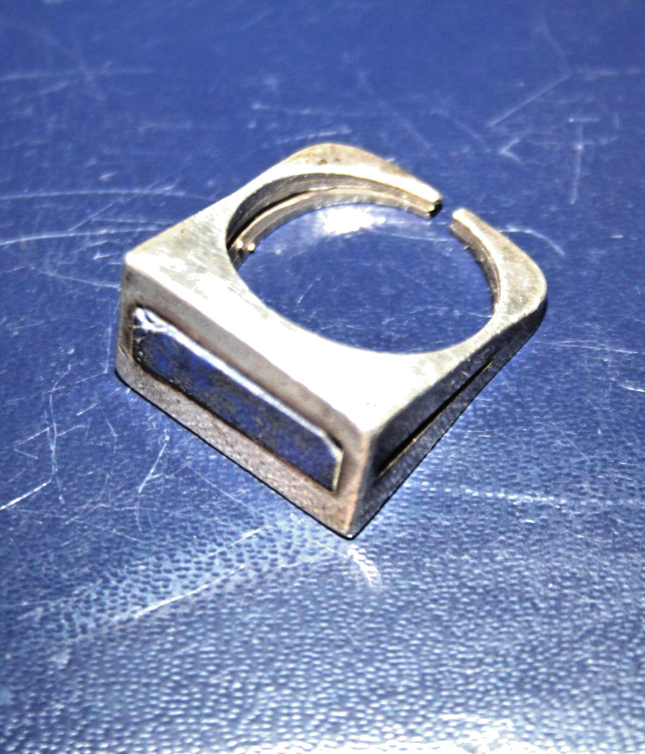 Silver ring lapis lazulin bridge, hallmark 925, Ø approx. 16 mm, square, design piece, handmade