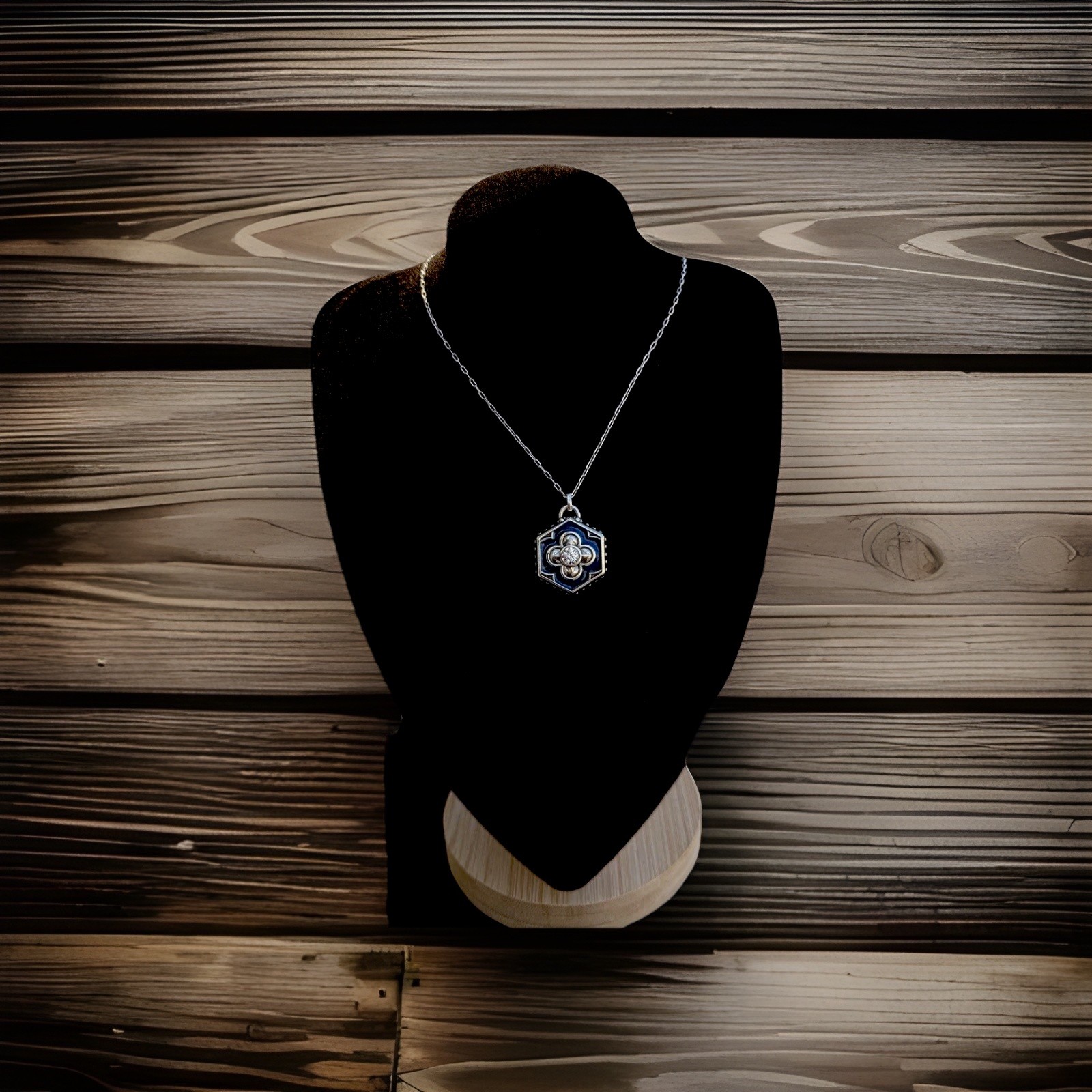 Brighton Necklace Fashionista SHINE ON Reversible Blue Enamel Pendant NWT