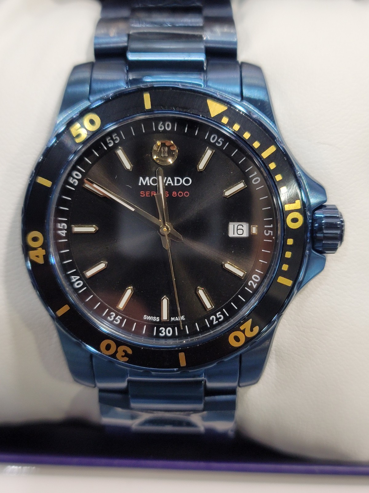 BRAND NEW MOVADO Series 800 Quartz Black Dial Unisex Watch 2600160 40mm