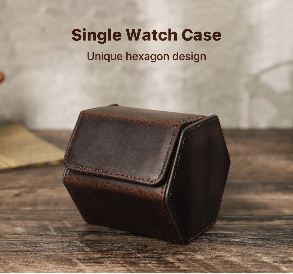 Genuine Leather Watch Case Single Travel Watch Box Protective Holder Gift Men