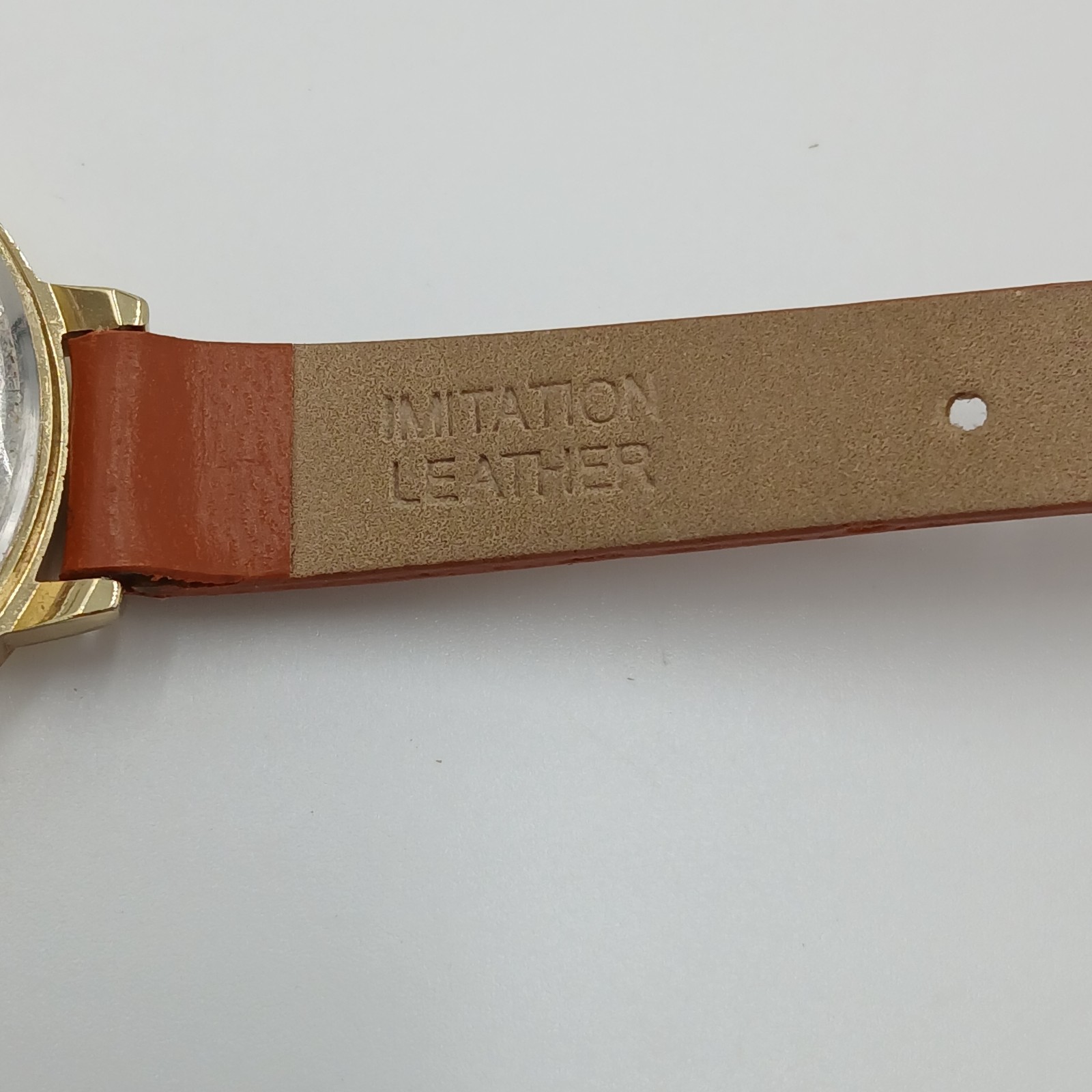 World Map Dial Watch Brown Leather 8in Strap Gold Tone Quartz Japan New Battery