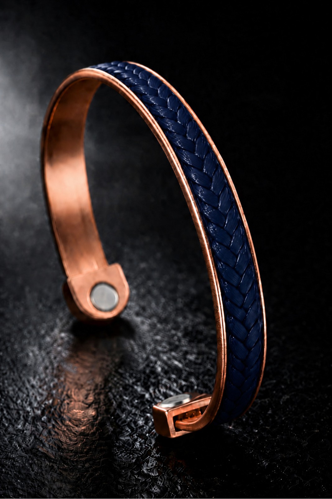 Unisex Copper Bracelet �st� Leather Braided Magnetic Model Pure Copper Bracelet