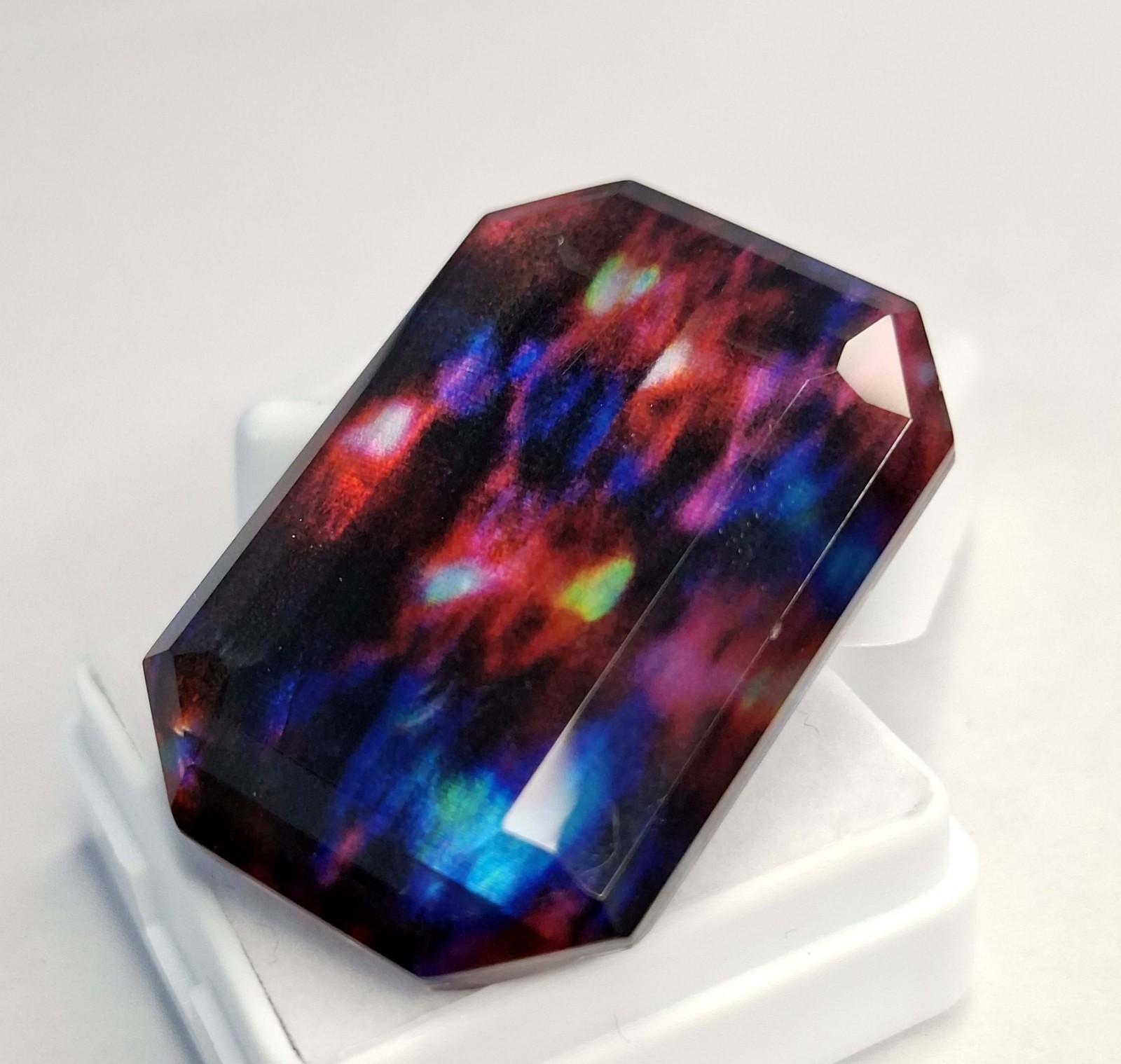 Natural Ammolite Opal Like Organic Emerald Cut 40-42 Ct Loose Gemstone RK868