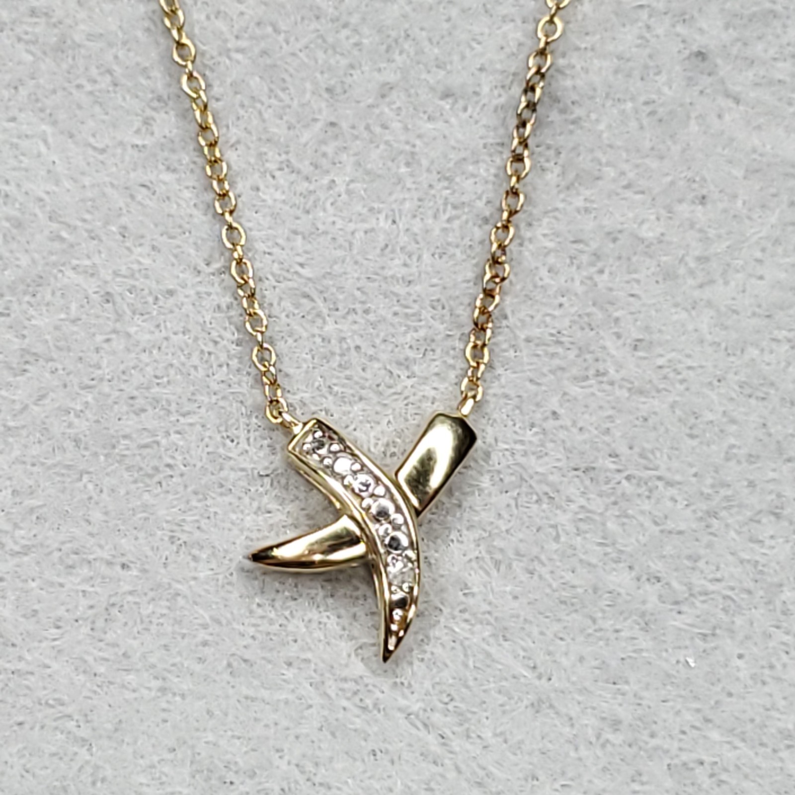 DBJ Sterling Silver X Kiss Necklace Dainty Victoria Townsend 18kt GP 18″