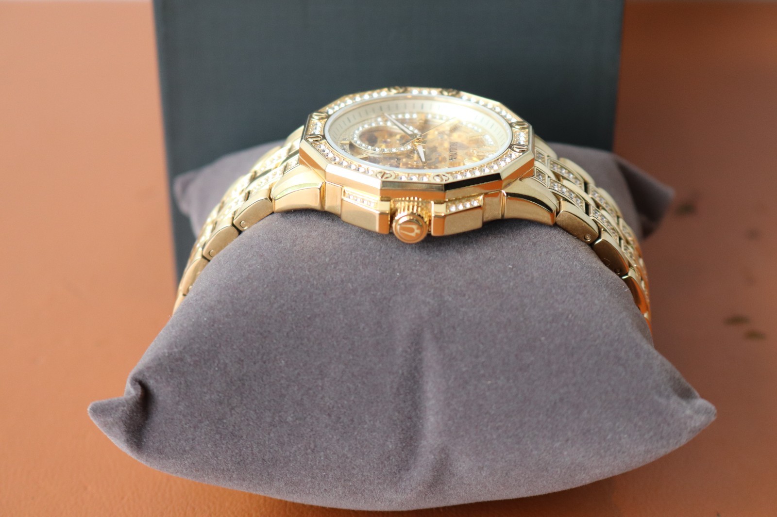 Bulova Octava Automatic Gold Tone Stainless St. Crystal Accent Men Watch 98A292