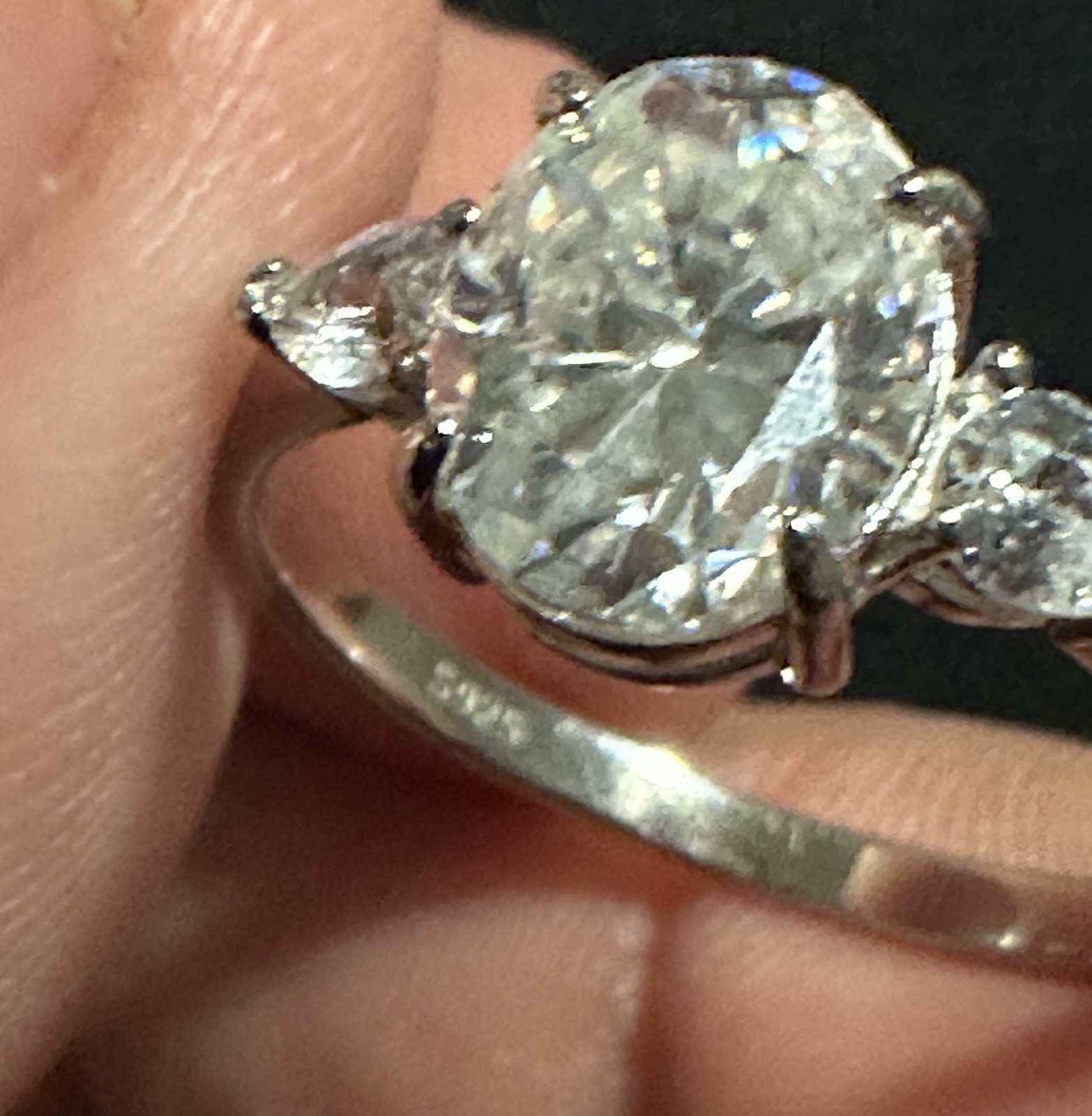 2CT D Color Oval Moissanite Ring 925 Sterling Silver Marquise Side Stones