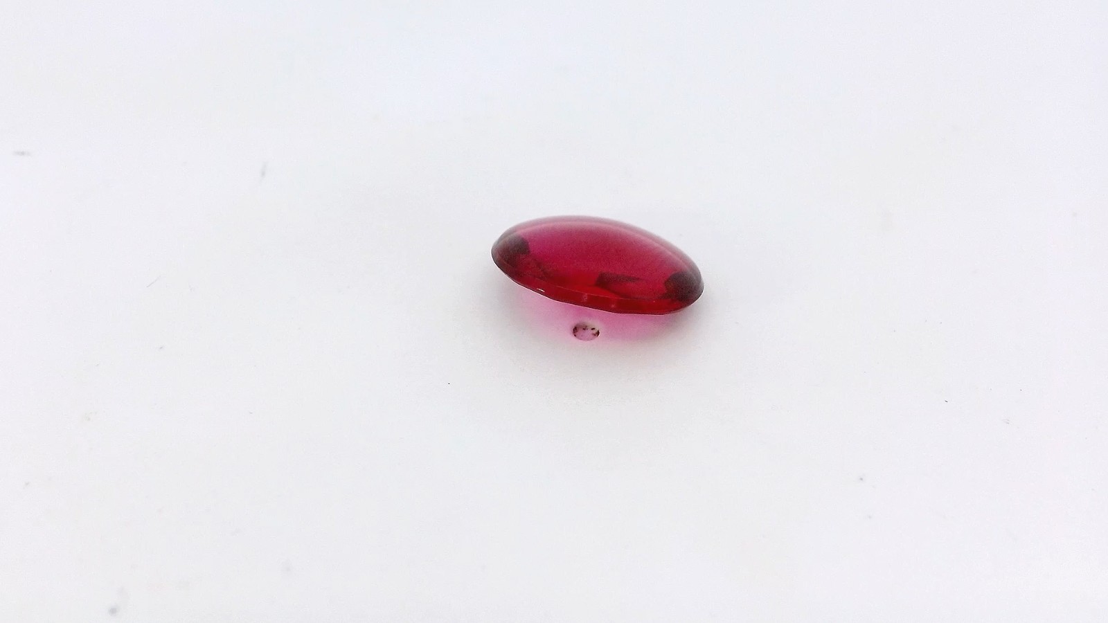 4.36ct Flat Oval Cabochon Lab Created Ruby Gemstone 12 x 10 x 4.3 mm