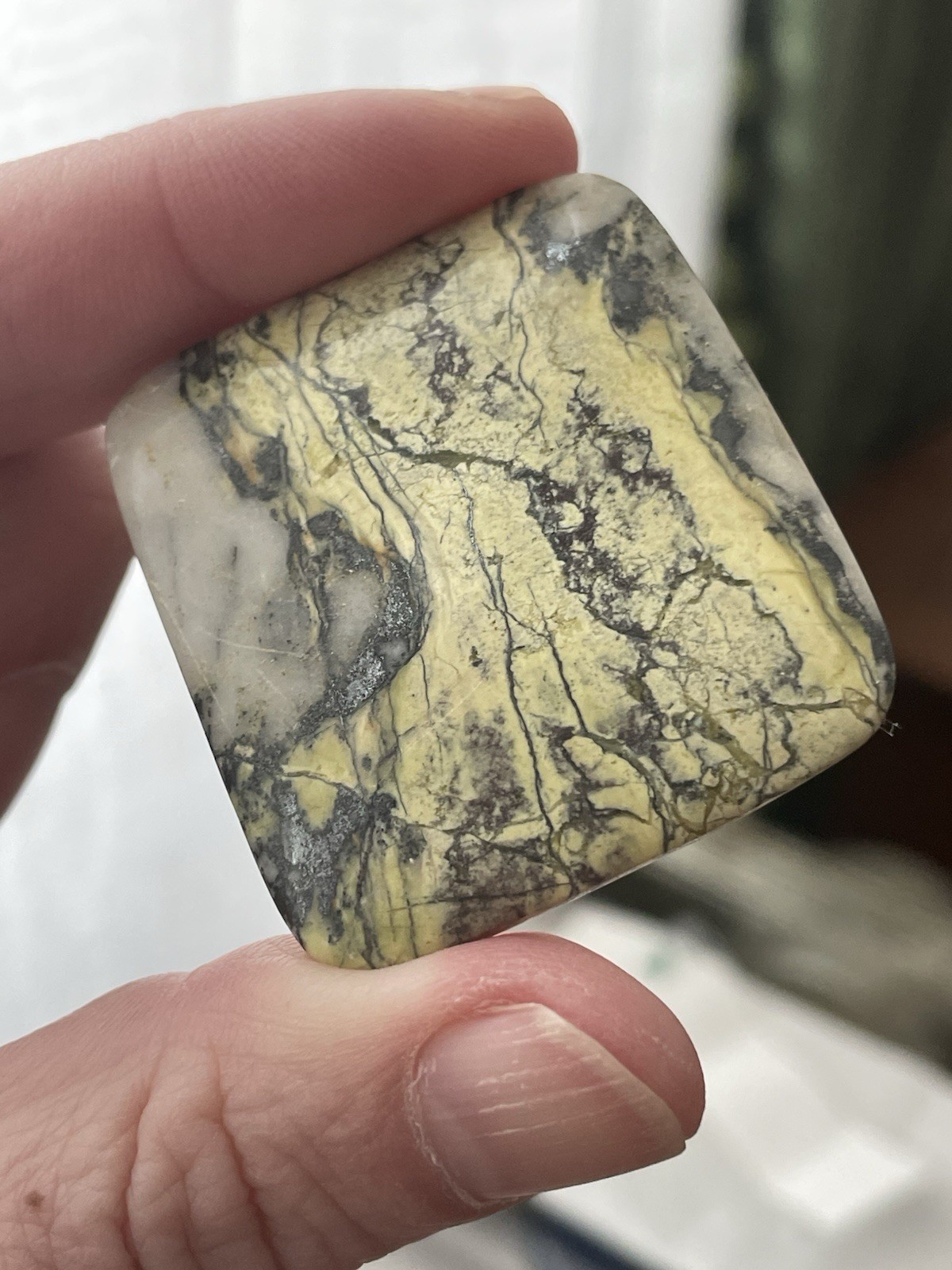 Yellow Variscite With Pyrite Rectangular Cabochon 86.4ct