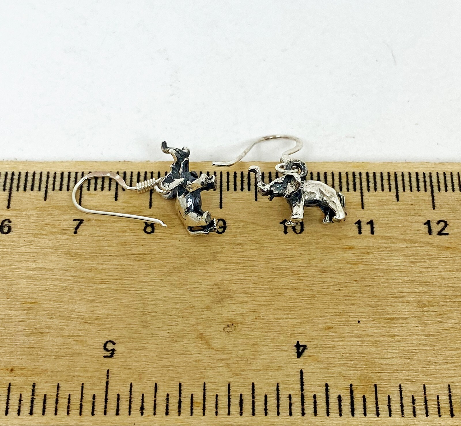 Minimalist Elephant Drop Earrings 925 Sterling Silver, Handmade Safari Jewelry