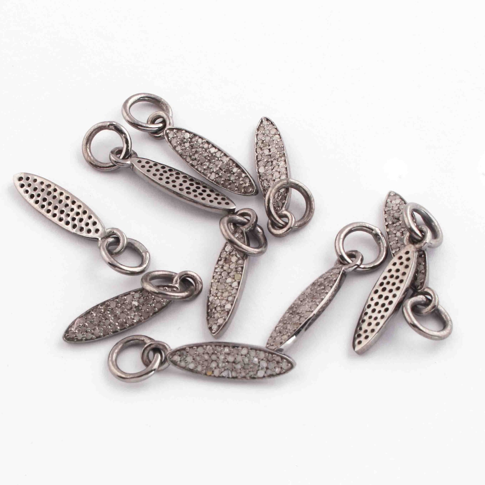 1 PC Pave Diamond Spike Charm 925 Sterling Silver Single Bail Pendant – 17mmx4mm