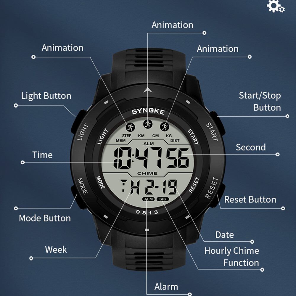 Men Waterproof Digital Sports Watch Military Tactical LED Backlight Wristwatch