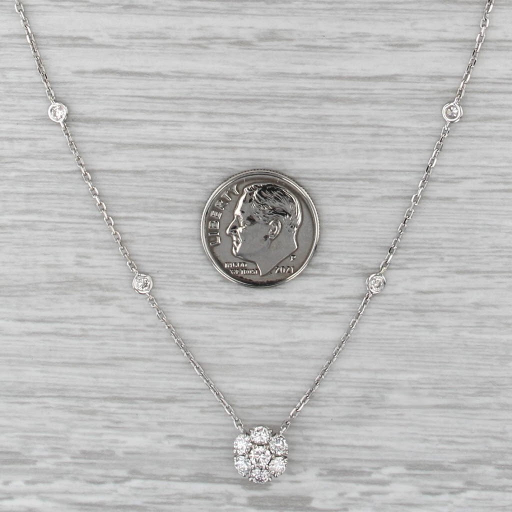 0.45ctw Diamonds by the Yard Flower Pendant Station Necklace 14k White Gold 18″