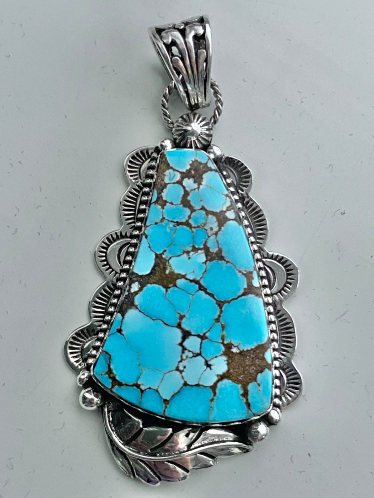 BRAND NEW Appaloosa Turquoise Stamped Floral Pendant 925 Silver