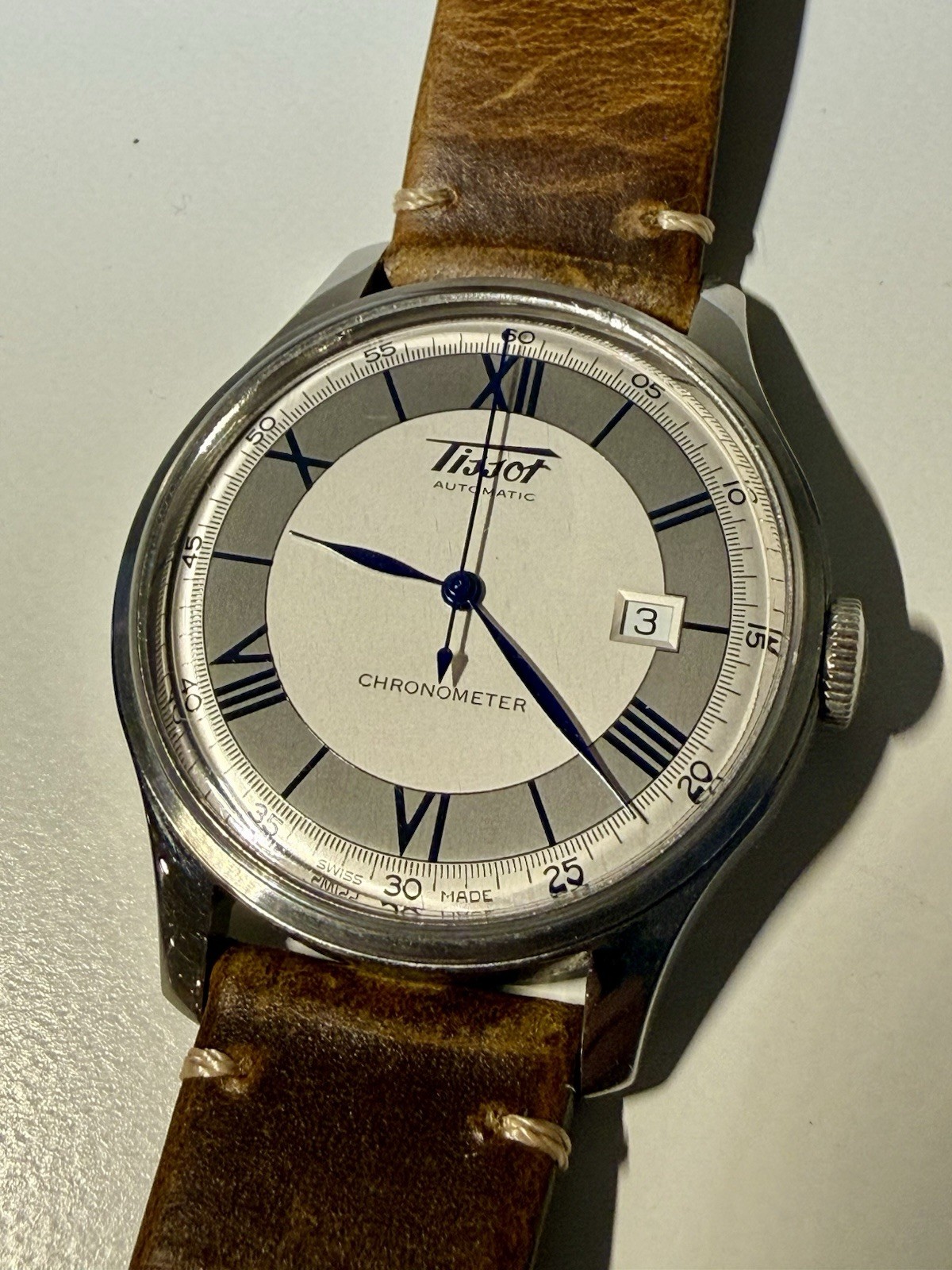 Tissot Heritage Z452 Automatic Watch wSoft Leather Strap (small crystal chipped)