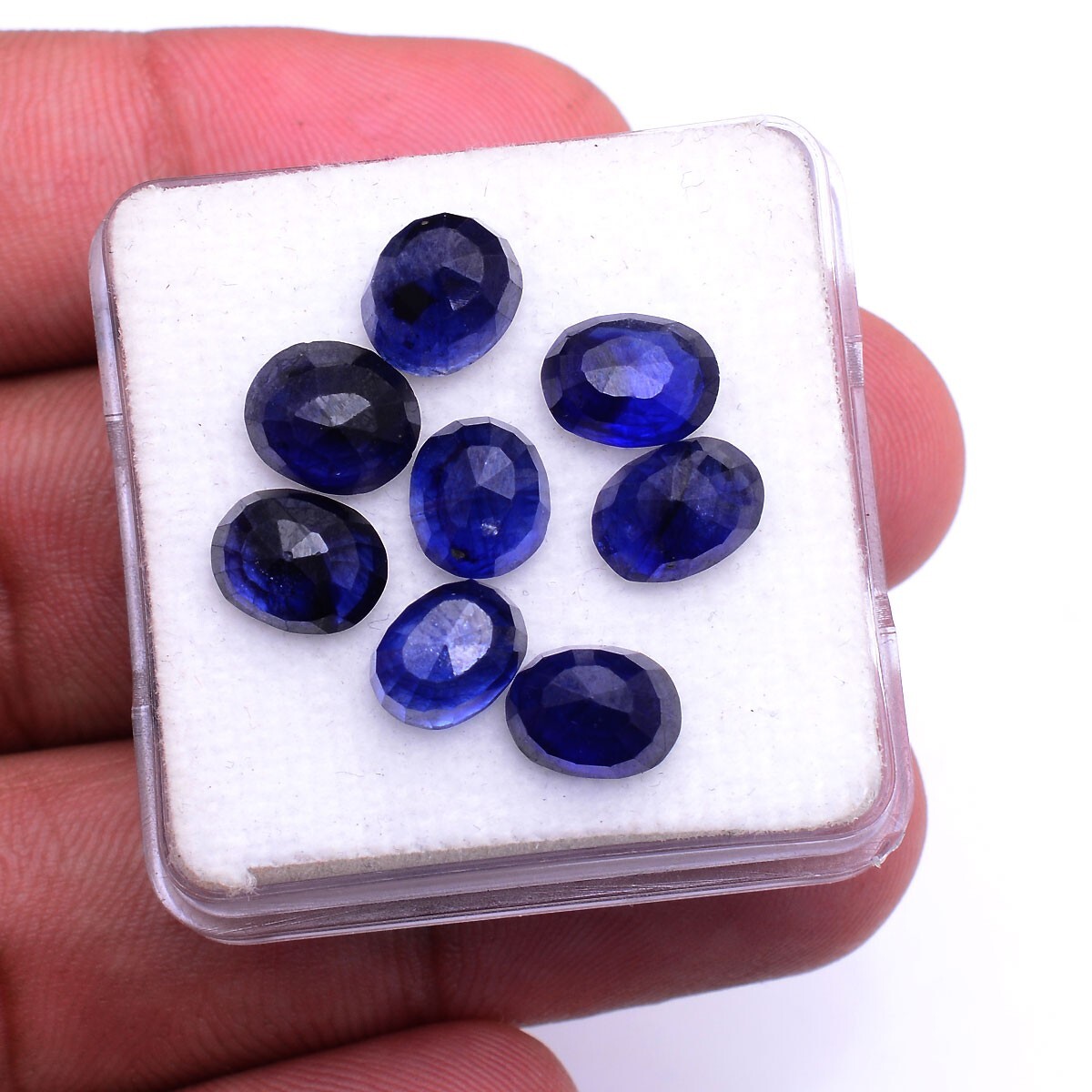 8 Pcs Natural Blue Sapphire Top Grade 7.71mm-8.34mm Oval Cut Gemstones Wholesale