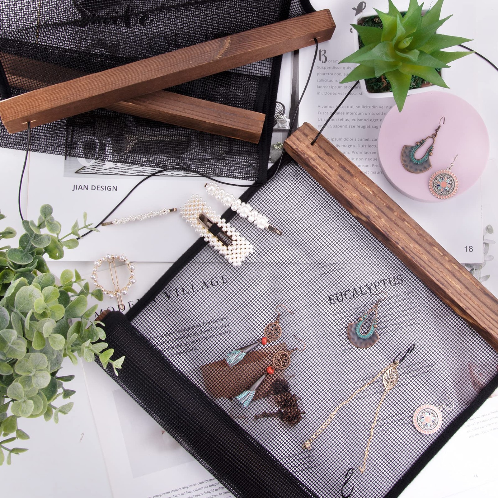 Earring Organizer Hanging Mesh Earrings Holder Wall Mounted Earring Hanging Jewe
