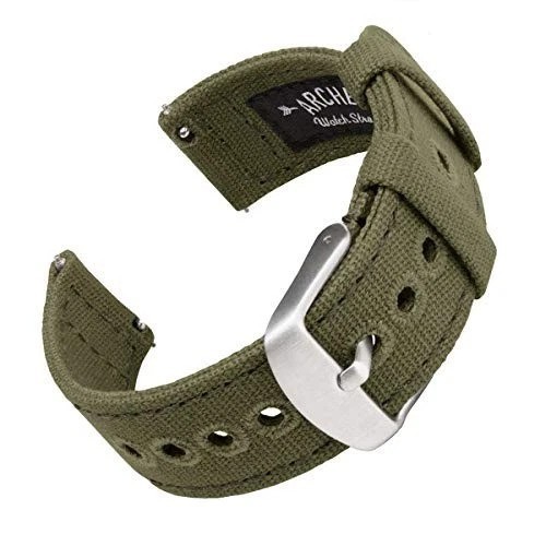 Canvas Quick Release Watch Bands Faded Olive, 22mm