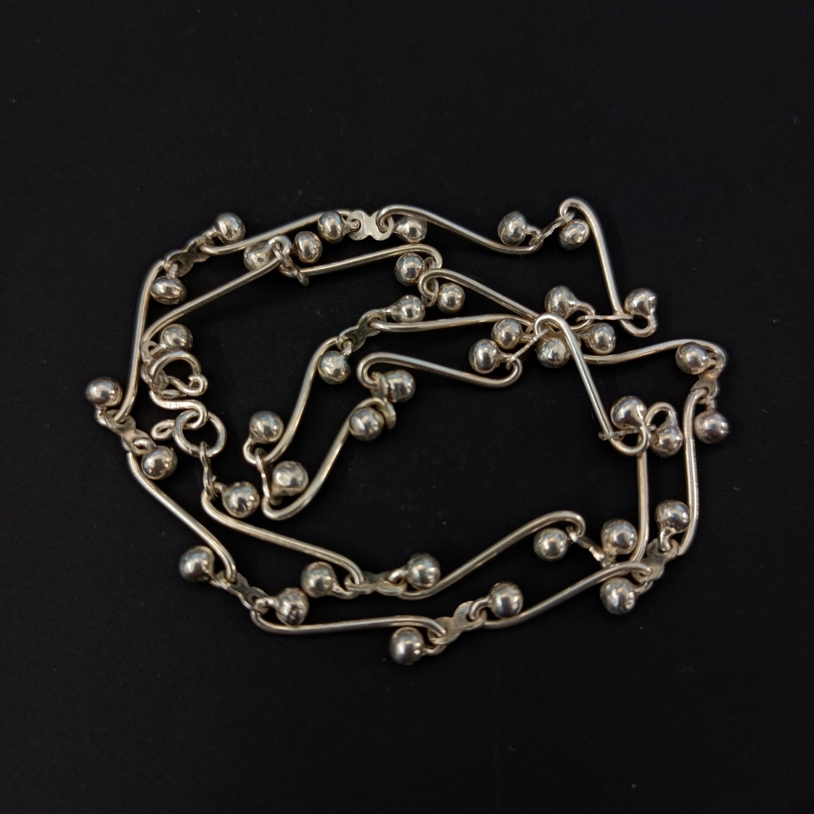 Sterling Silver Swirl Link Necklace Infinity Chain Modernist Chocker 925 Gift