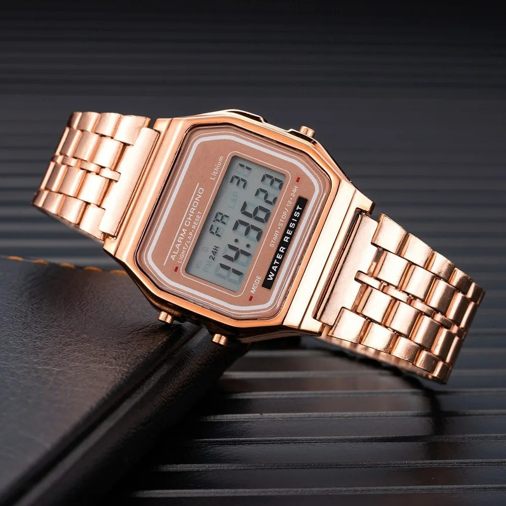 Luxury LED Digital Watch for Men Stainless Steel Wristwatch Simple Business