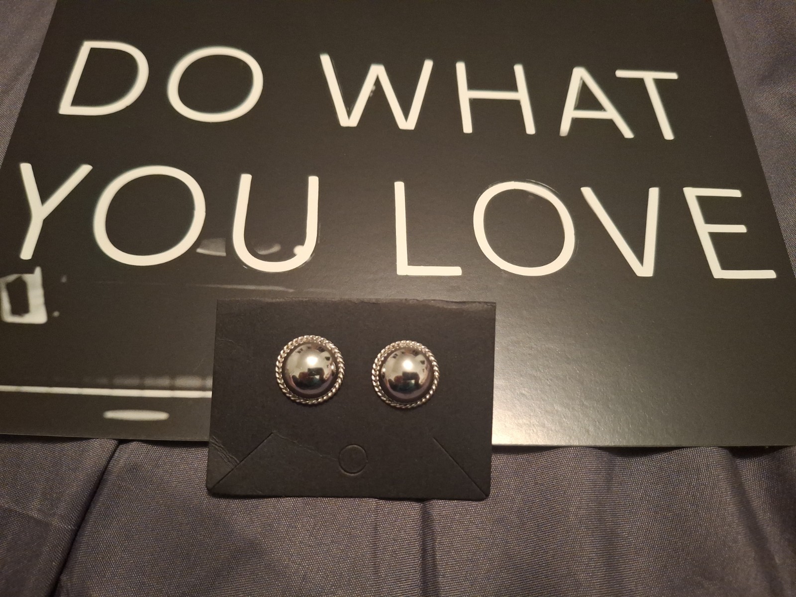 Carla Sterl. Silver Dome Stud Rope Bezel Minimalist Modernist Pierced Earrings