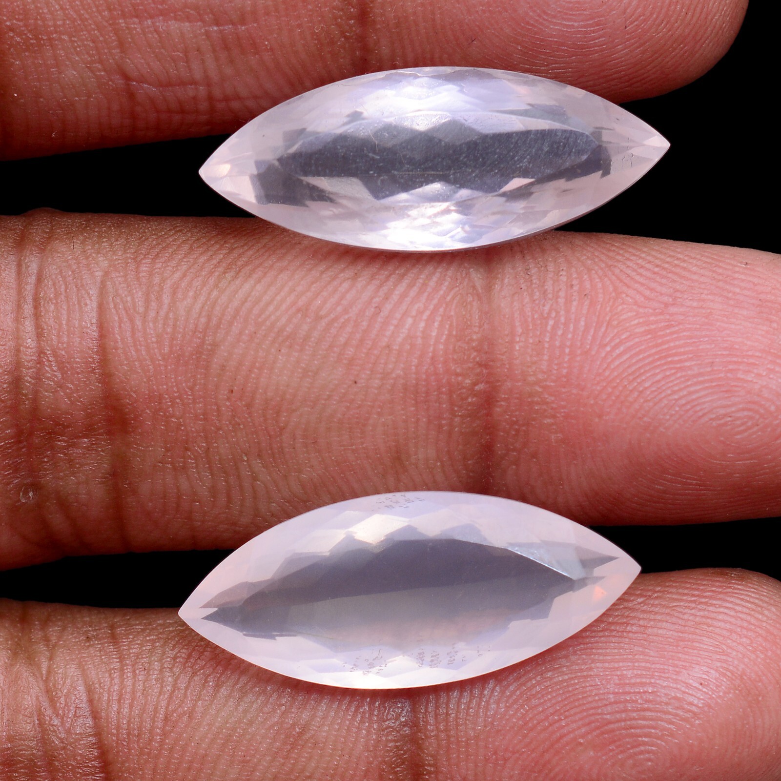 2 Pcs Natural Rose Quartz 27mm-28mm Faceted Cut Top Quality Loose Gemstones Lot