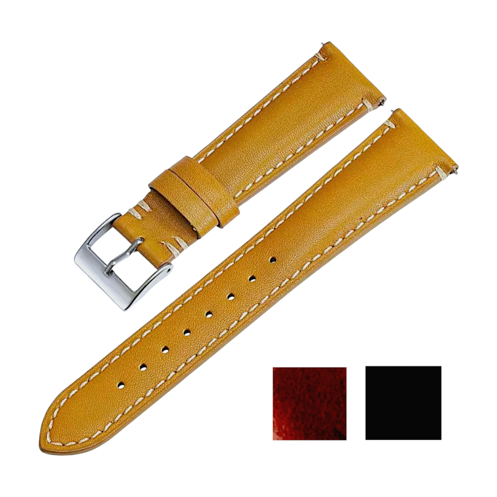 Leather Watch Strap Band Padded Classic 20mm 22mm 24mm Cordovan Retro Vintage UK