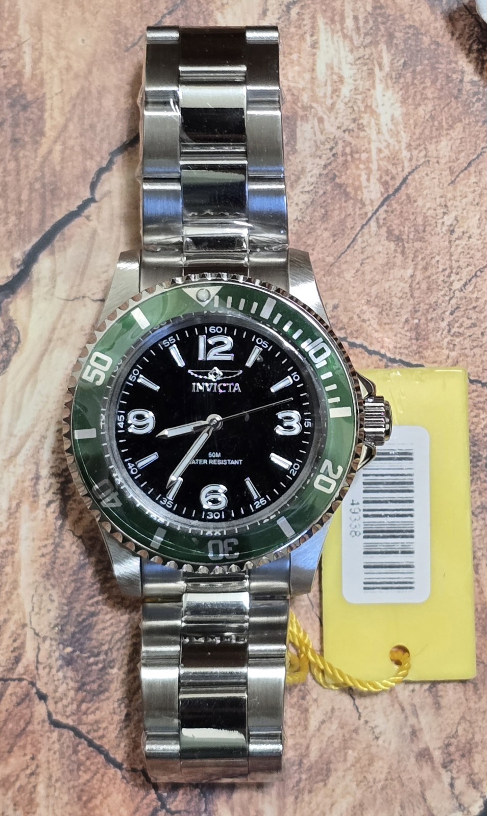 Invicta Specialty Rowan Men’s Watch 40mm Black Dial Green Bezel Steel 49338 New