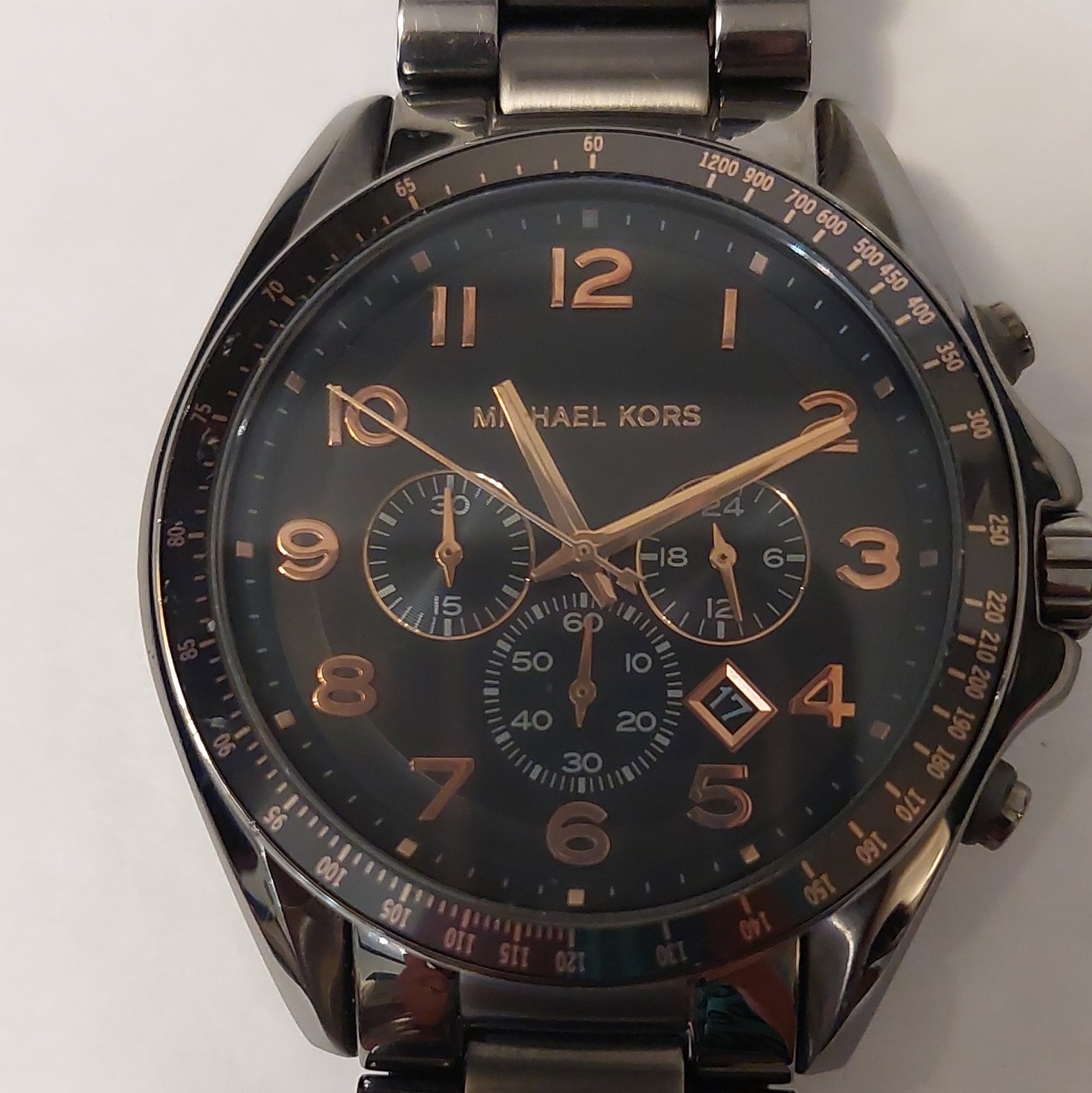 Michael Kors Gunmetal+Rose Gold Stainless Steel Watch MK-8255 – Perfect Working