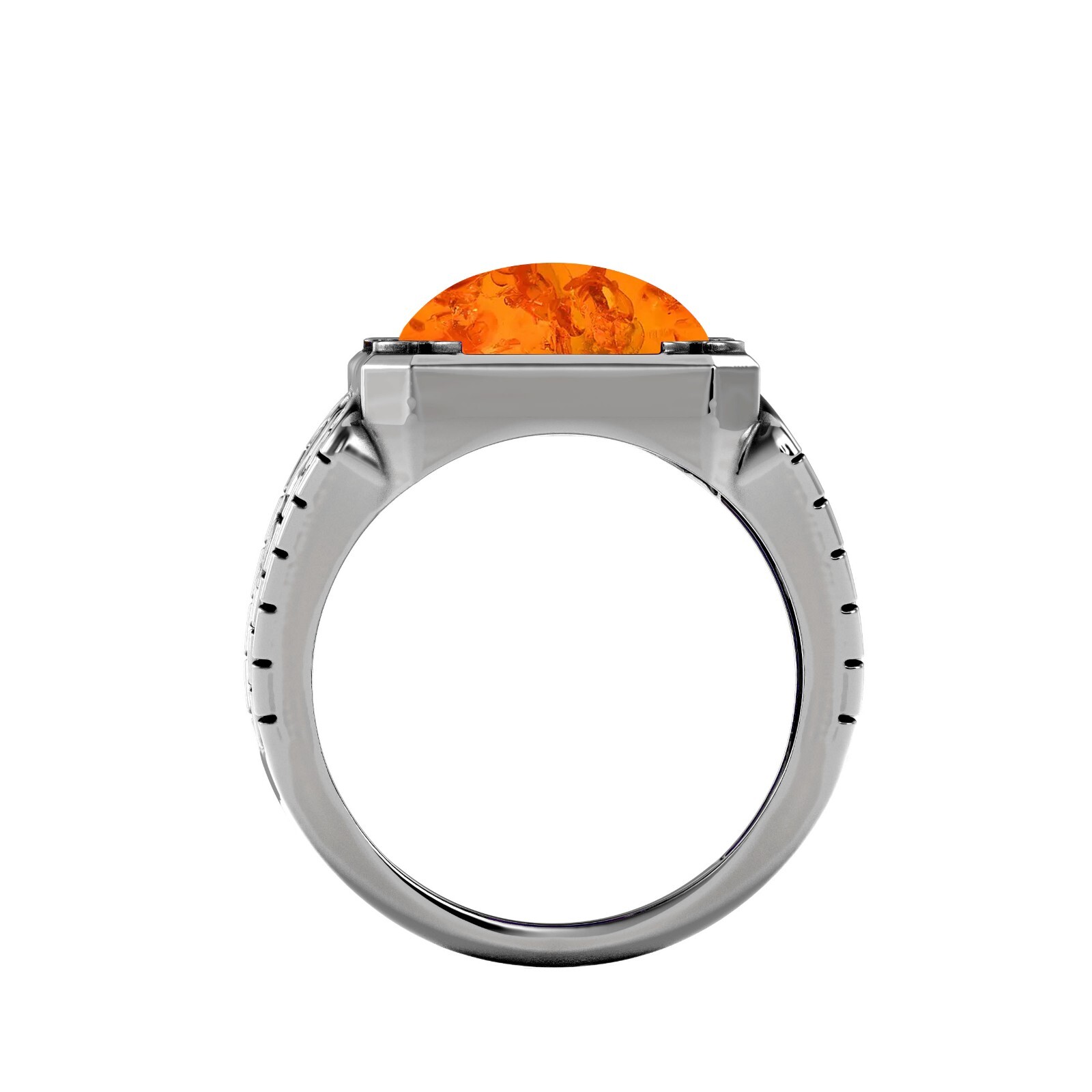 Solid 925 Sterling Silver Natural Baltic Amber Gemstone Unique Halloween Ring’