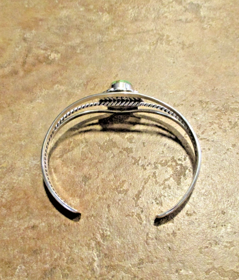 Contemporary Navajo Sterling Silver PREMIUM TURQUOISE Bracelet Signed AC