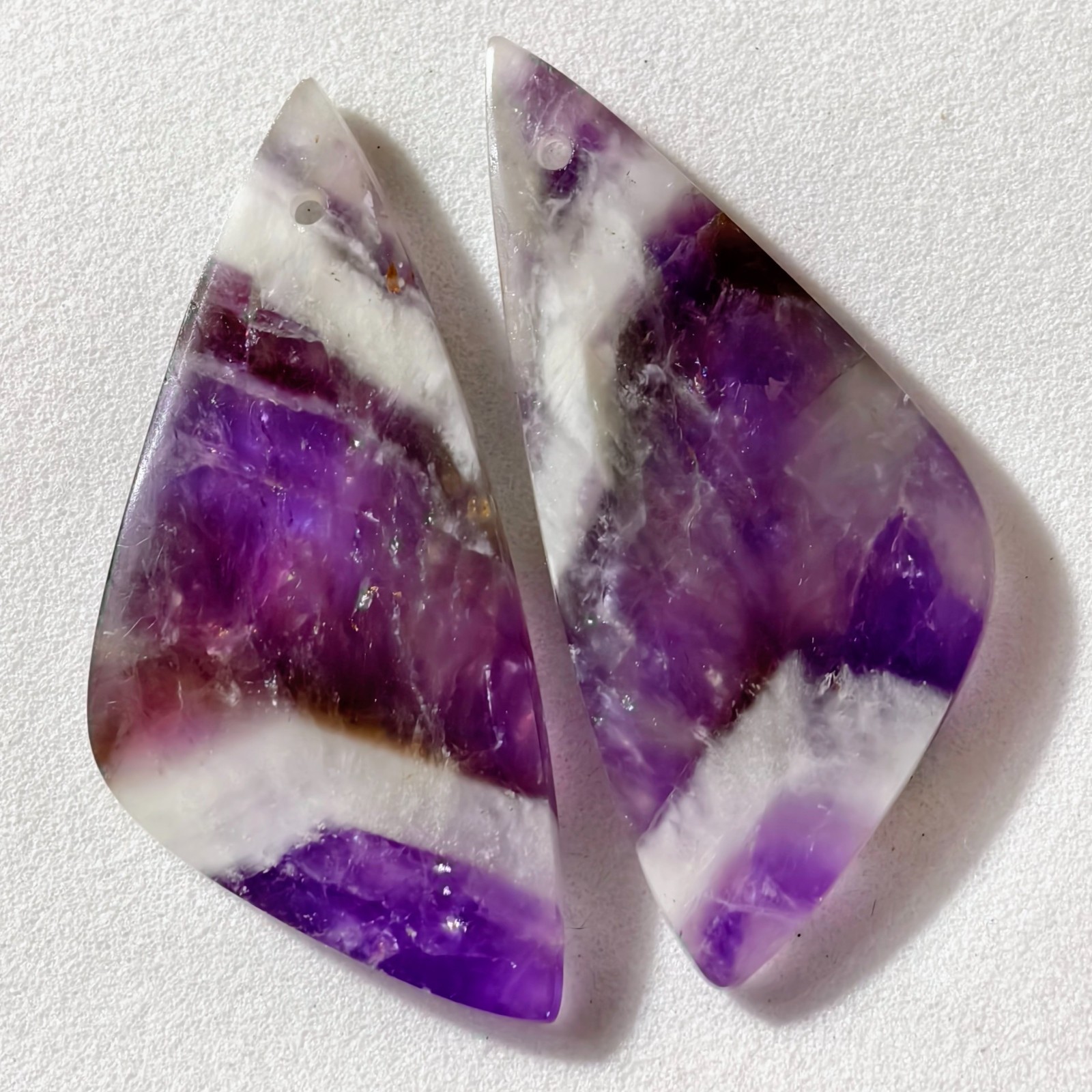 29 Cts Natural Amethyst Drilled Pair Cabochon Gemstone For Earrings 34.7X15.9 MM