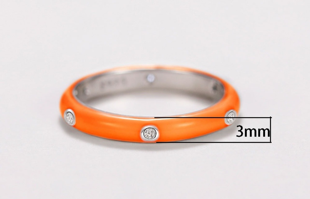 Stackable Enamel Ring with Stone Colorful Womens Fashion Ring Teens Gift Color
