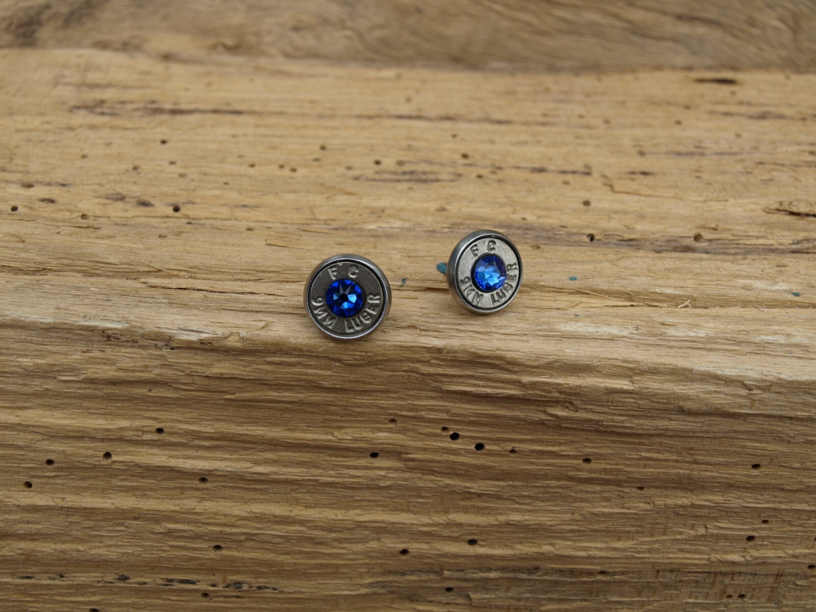Stainless Steel Bullet Stud Earrings. Optional Glass Crystal.