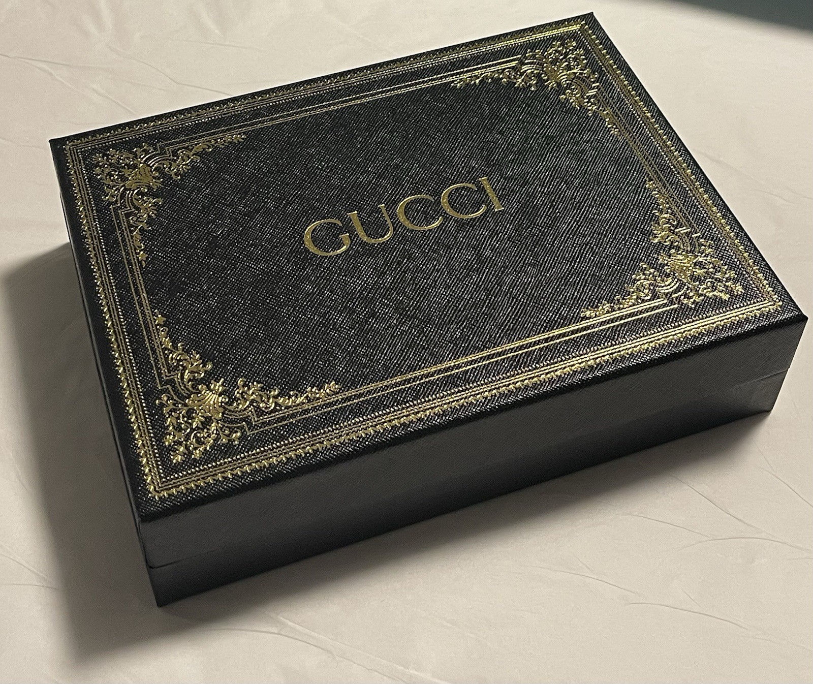RARE Authentic GUCCI Black and Gold – Med Storage Gift Box – 8.5 x 6.25 x 2.25″