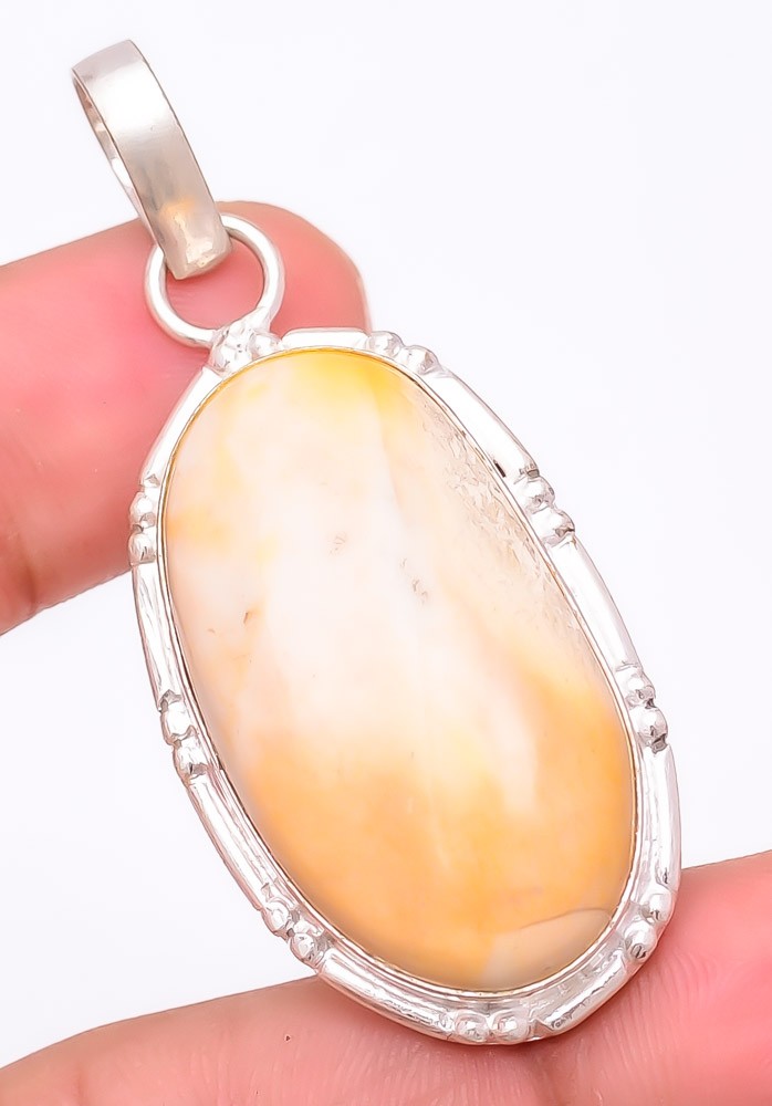 Natural Polychrome Jasper Gemstone 925 Silver Plated Pendant 2.1″ T2958