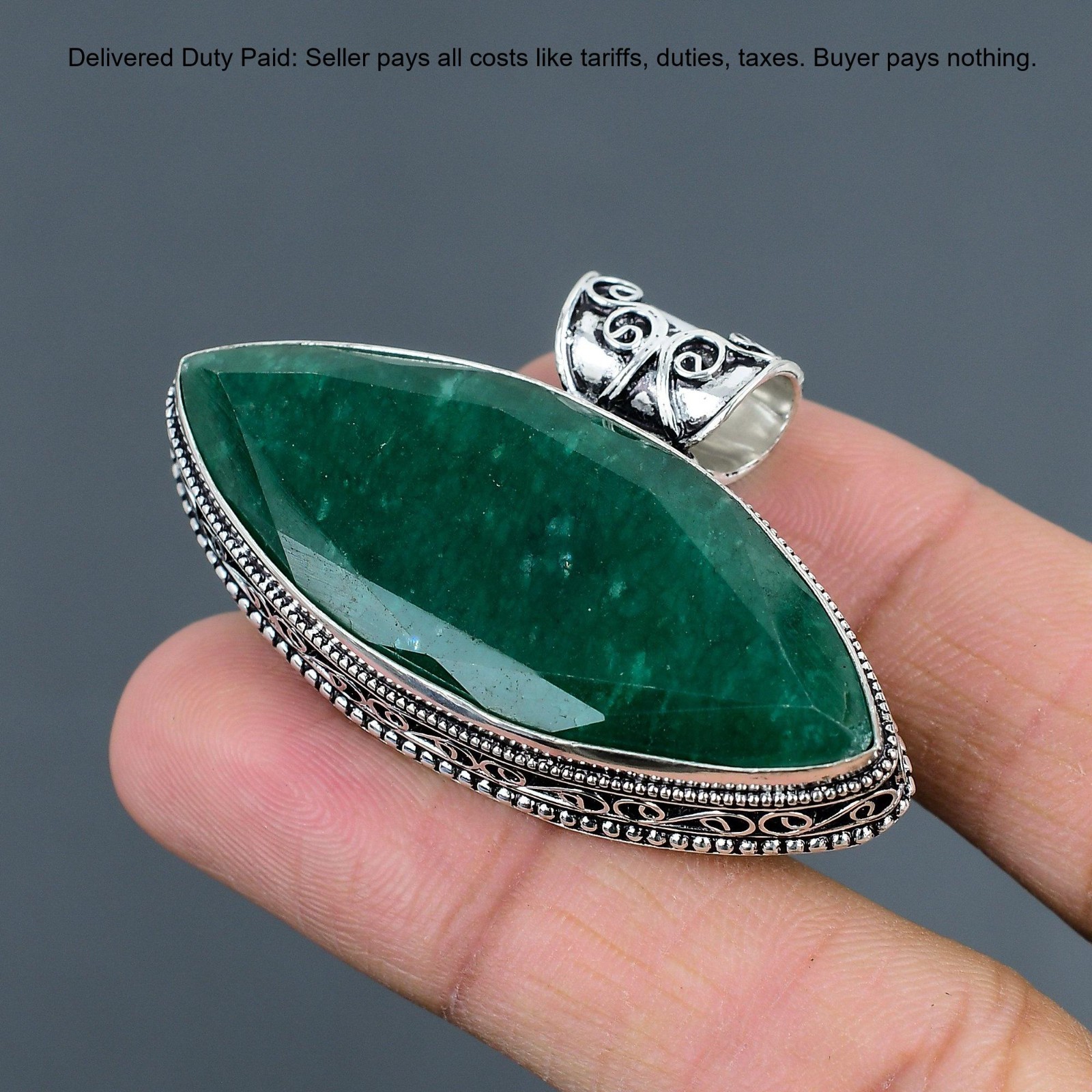 Natural Zambian Emrald Sterling Silver Bezel New Vintage Wedding Pendant Jewelry